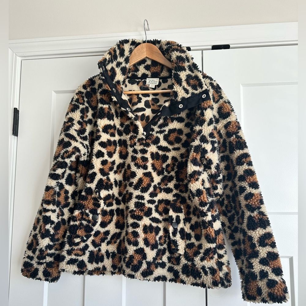 J. Crew Animal Print Fleece Jacket